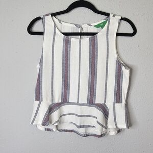 DIP Patriotic Crop Sleeveless Hi Low Ruffle Hem‎ Shirt Size S Small
